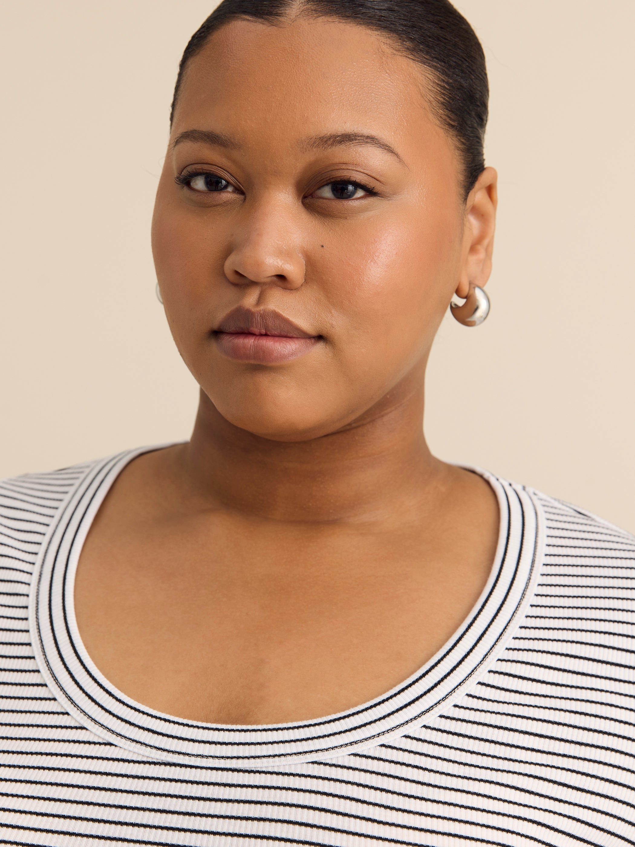 Striped Short-Sleeve Scoop Neck Top