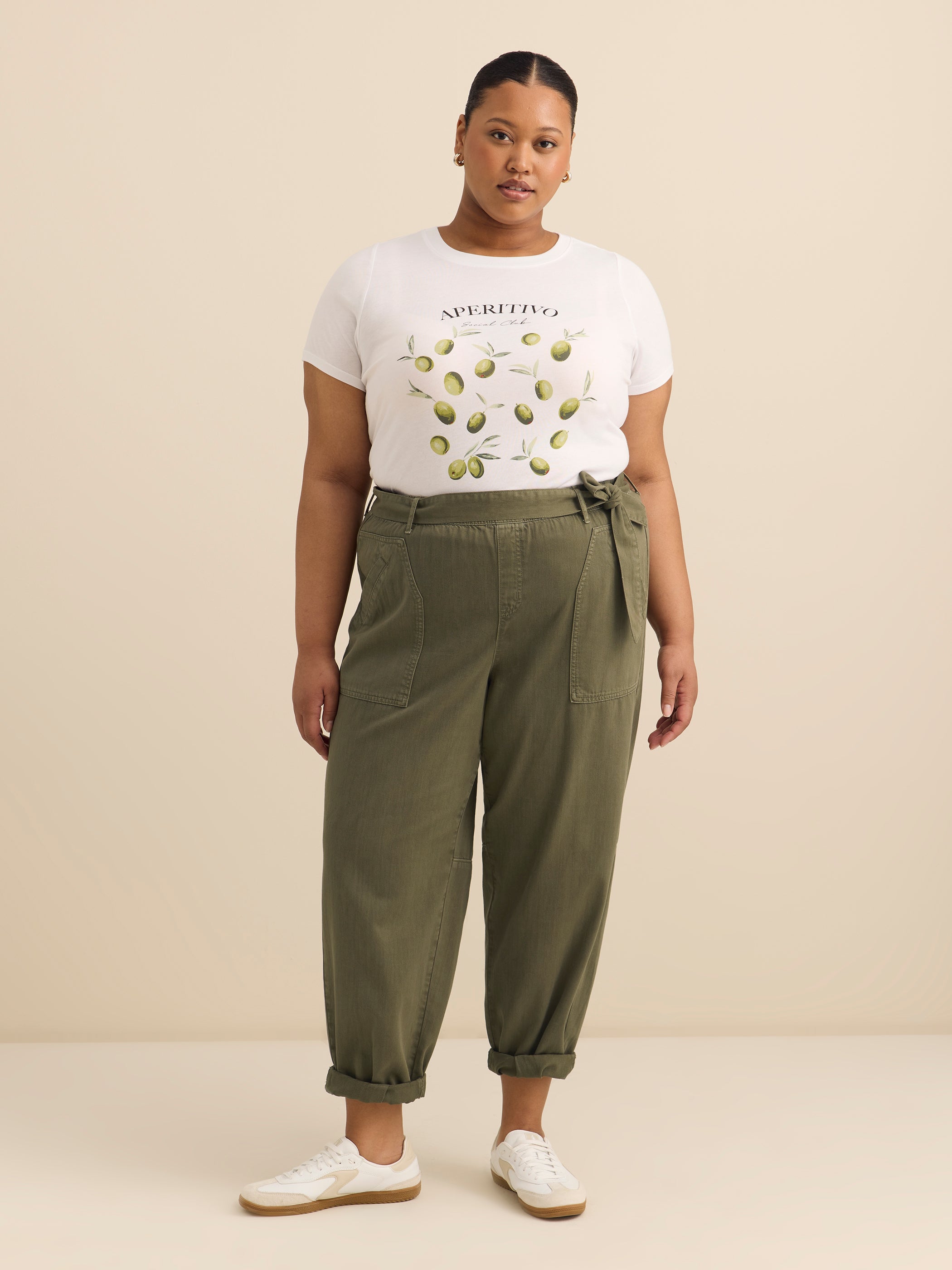 Tencel Blend Slight Barrel-Leg Pant