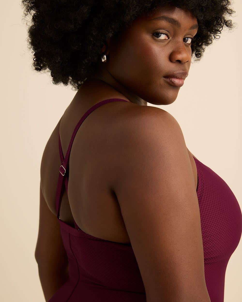 Maillot une-pièce texturé violet