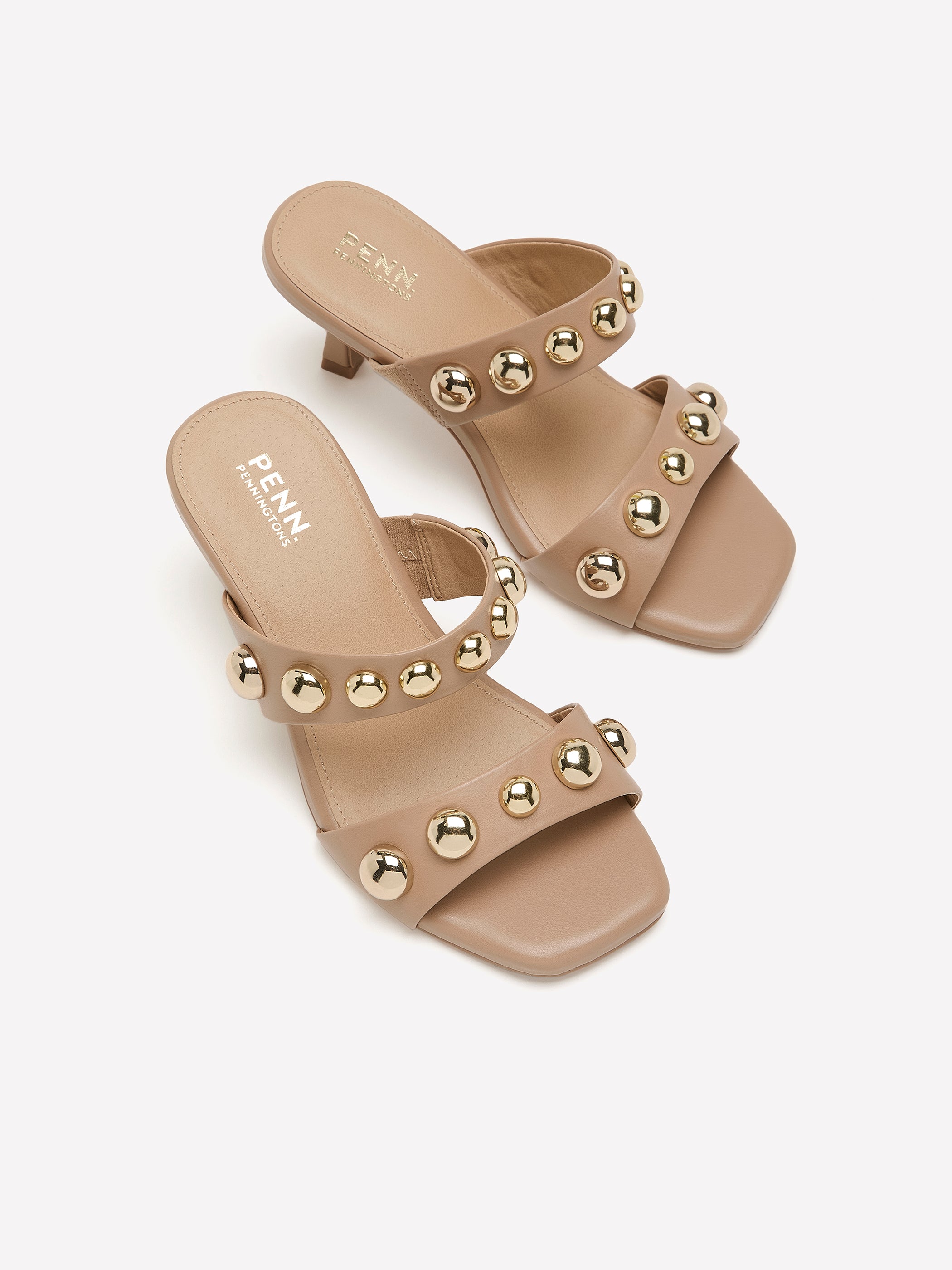 Extra Wide Width, Faux-Leather Two Studded Band Heel Sandal