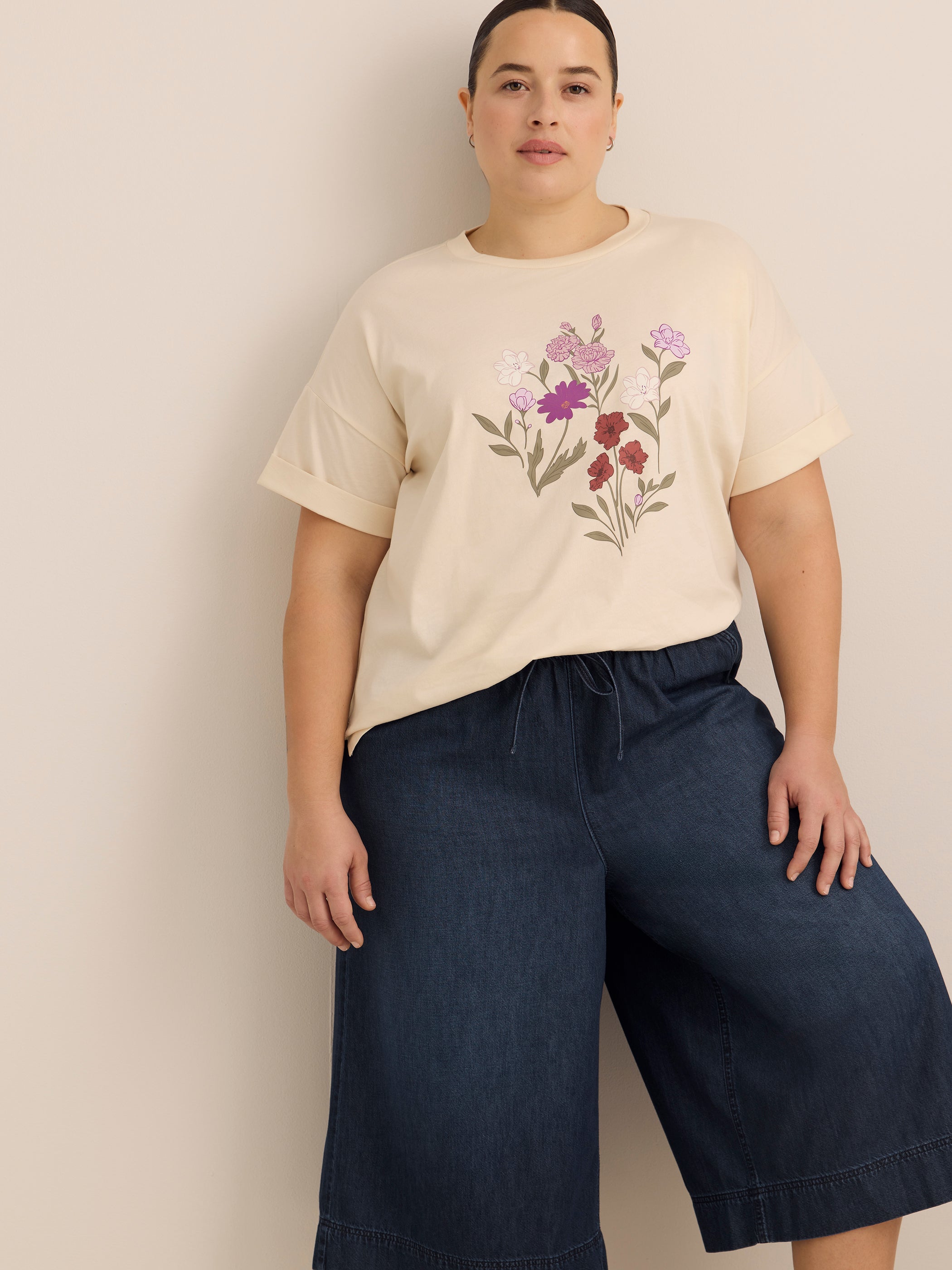 Light Cotton Mid-Rise Denim Culotte Pants - d/C JEANS