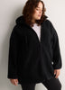 Long Hooded Mock-Neck Sherpa Jacket - Active Zone