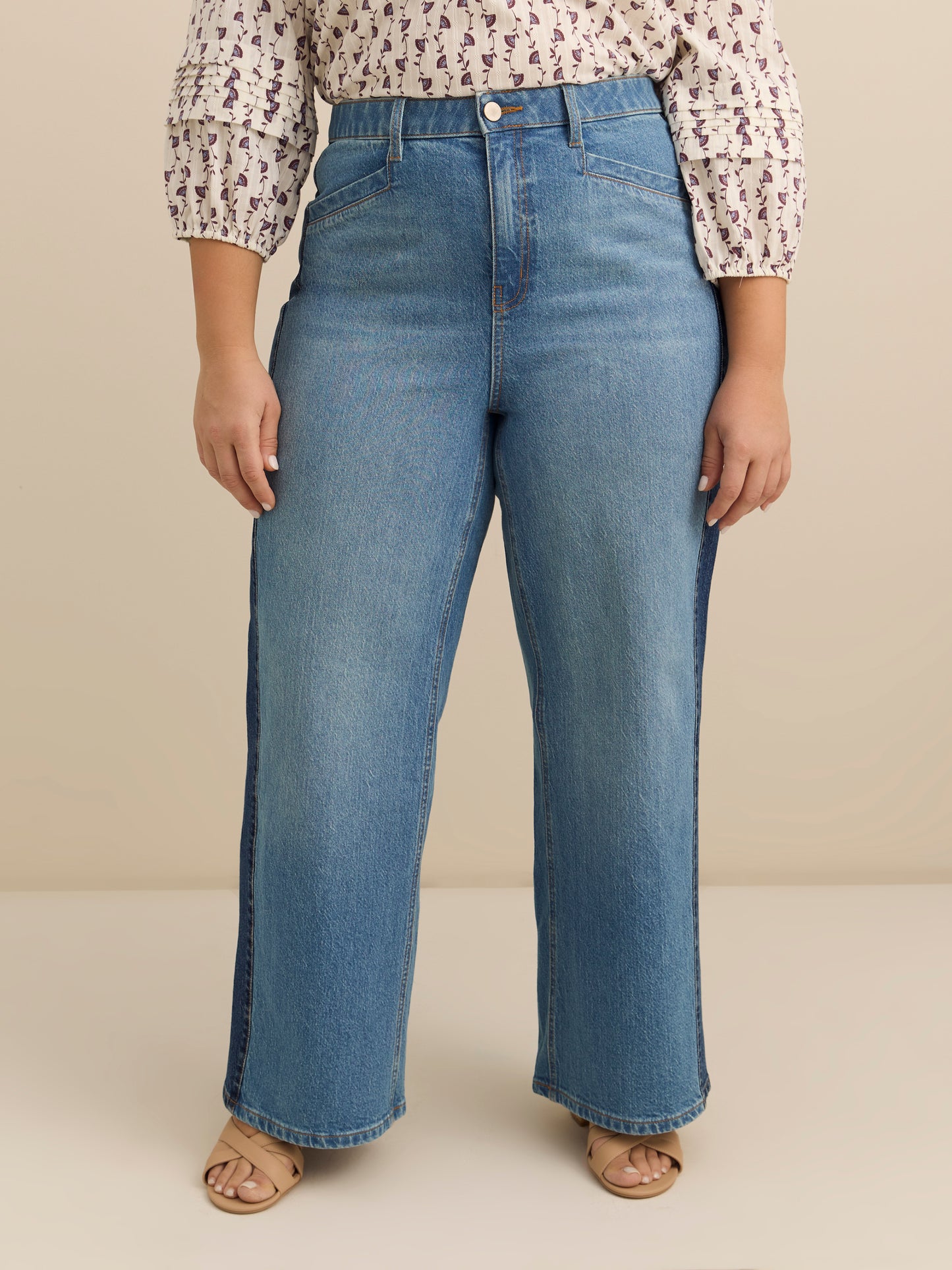 High-Rise Wide Leg Curvy Jeans with Side Panel - d/C Jeans