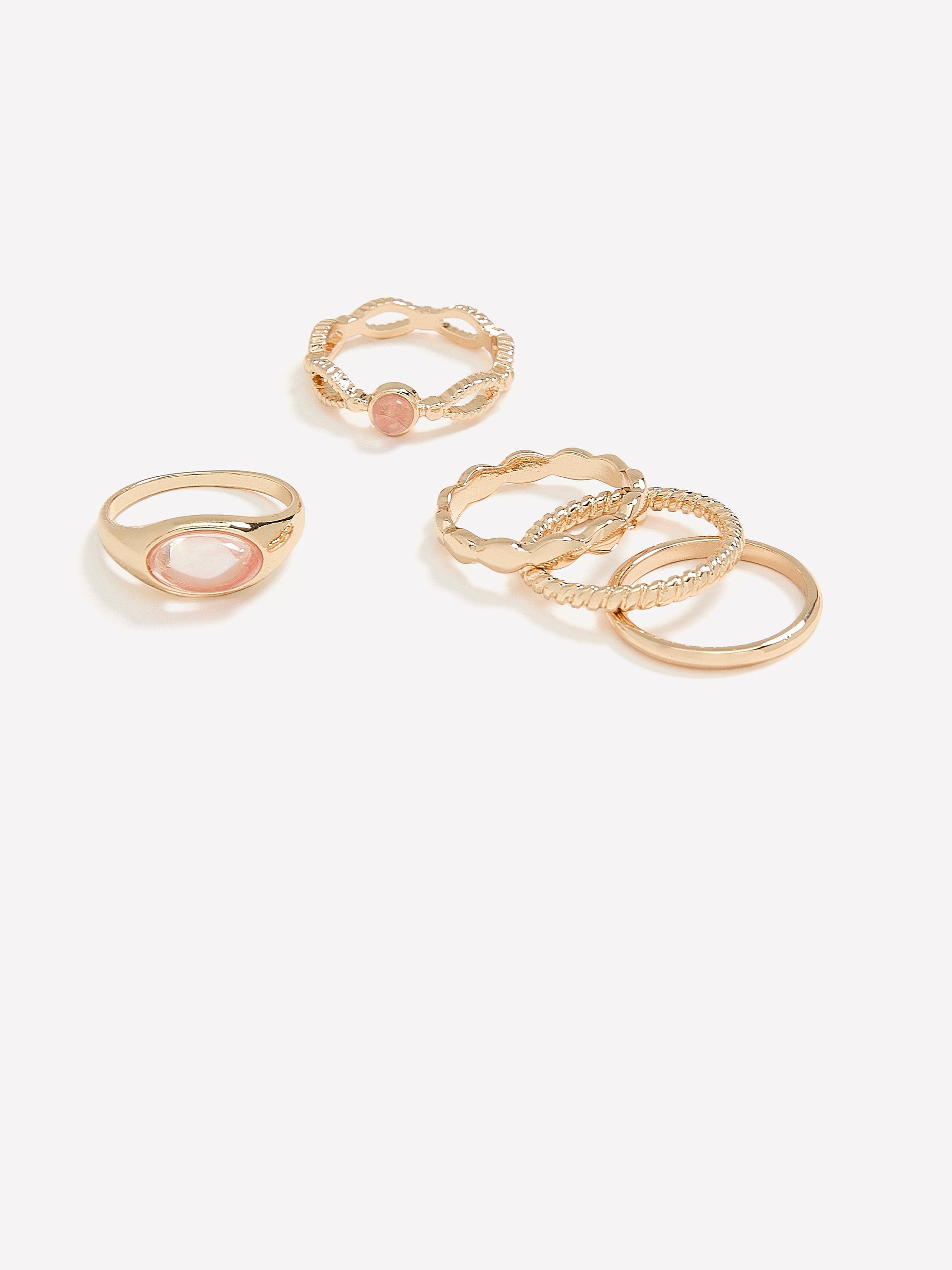 Assorted Rings with Coloured Stones, Set of 5