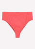 Coral High-Rise Cheeky Ribbed Swim Brief