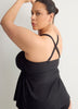 Black Fit and Flare Babydoll Tankini Top