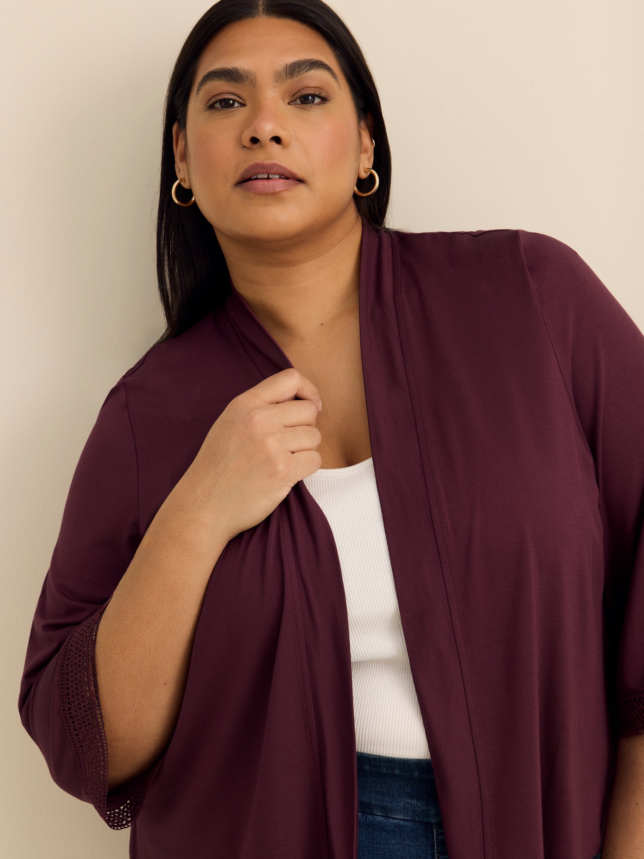 Responsible, Open Front 3/4 Sleeve Cardigan