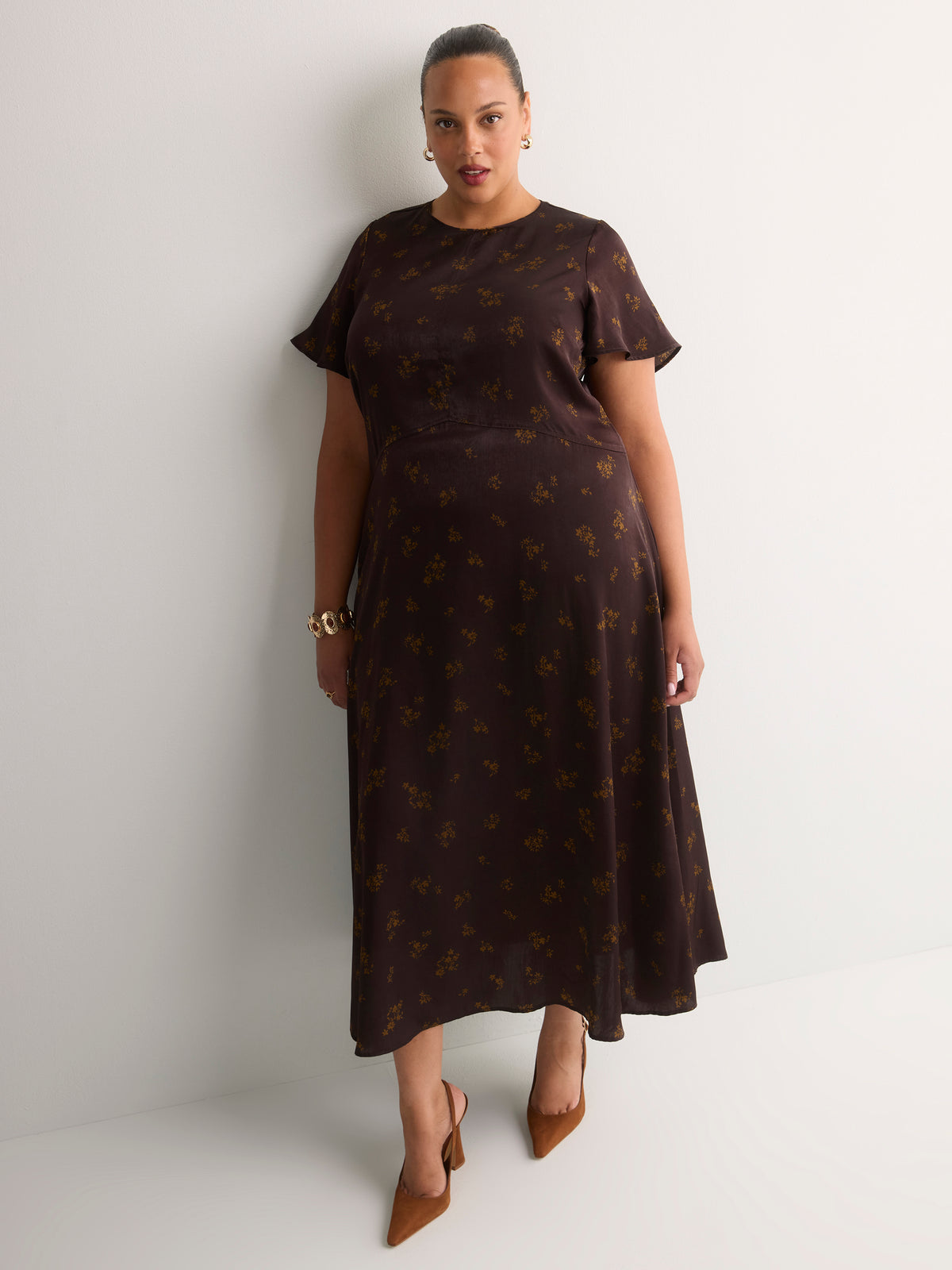 Floral Satin Fit-and-Flare Maxi Dress - Addition Elle
