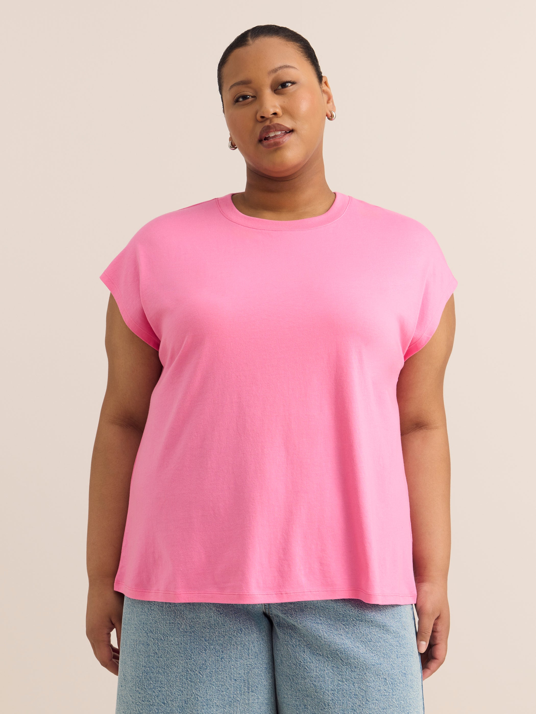 Straight-Fit Extended-Sleeve Crew-Neck Knit Top