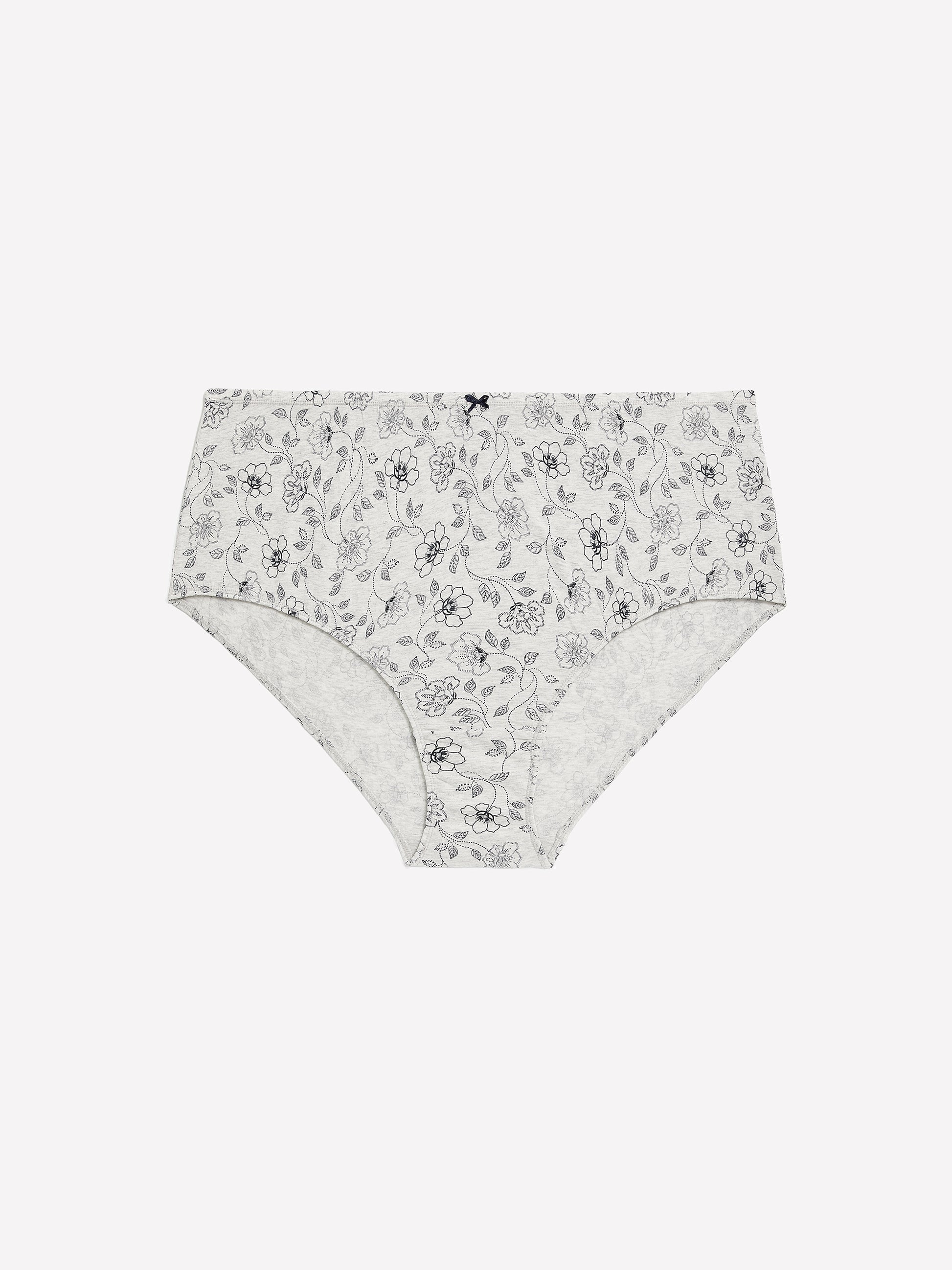 Grey Heather Cotton Brief with Dotted Floral Print - ti Voglio