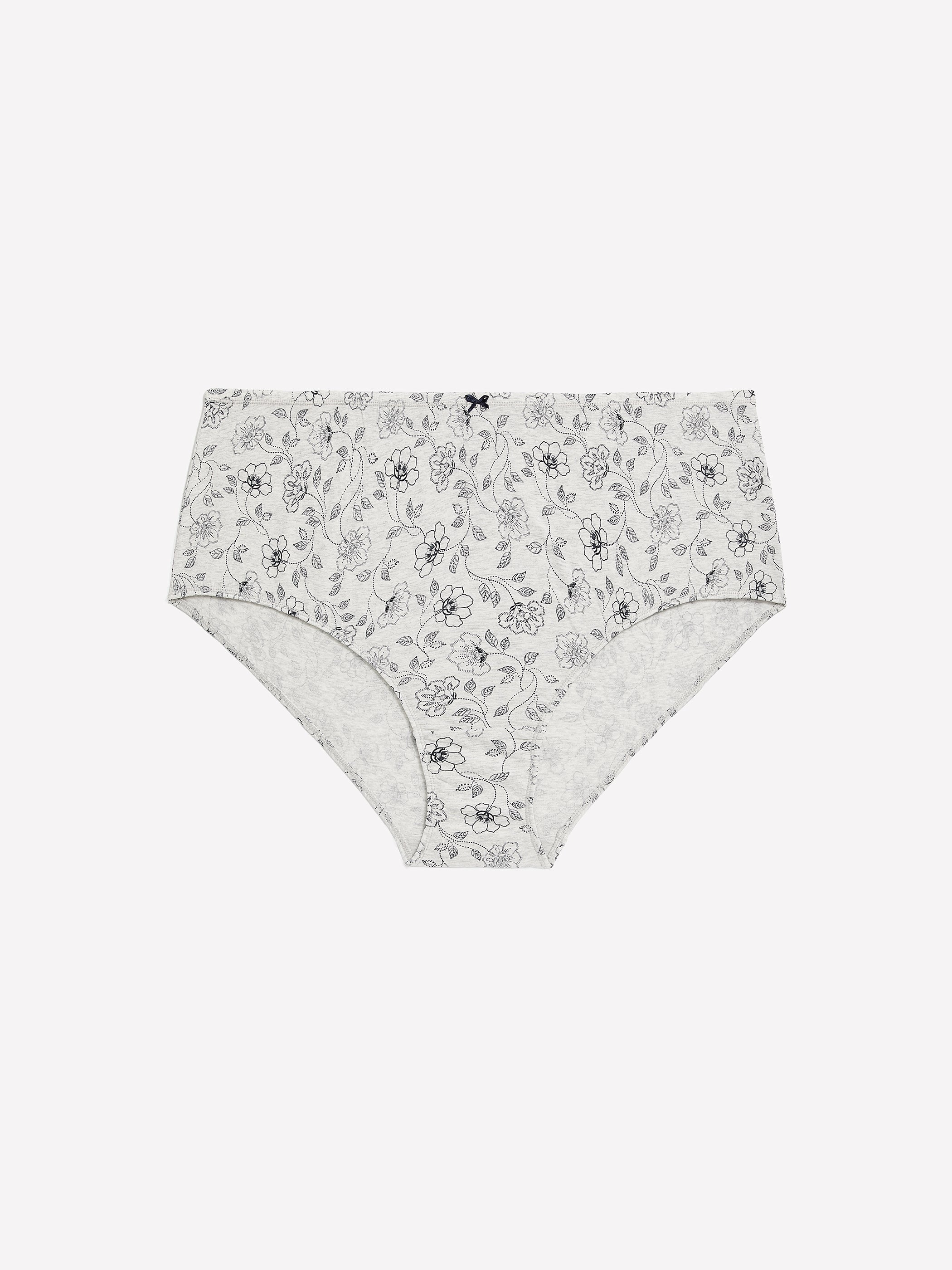 Grey Heather Cotton Brief with Dotted Floral Print - ti Voglio