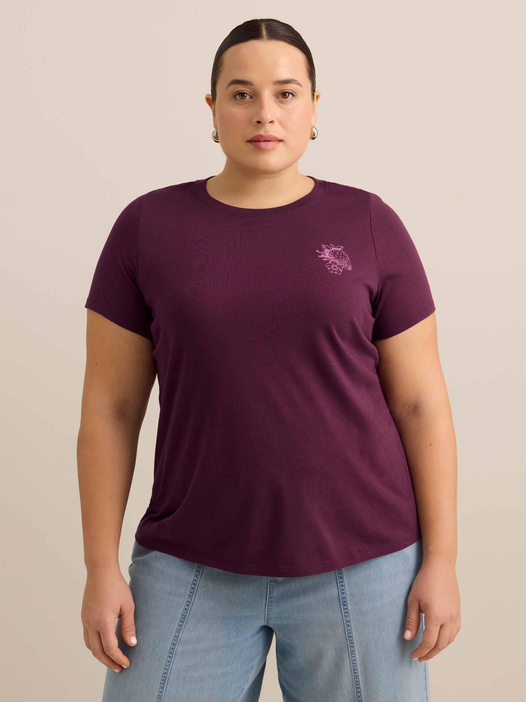 Crewneck Short-Sleeve Knit Top