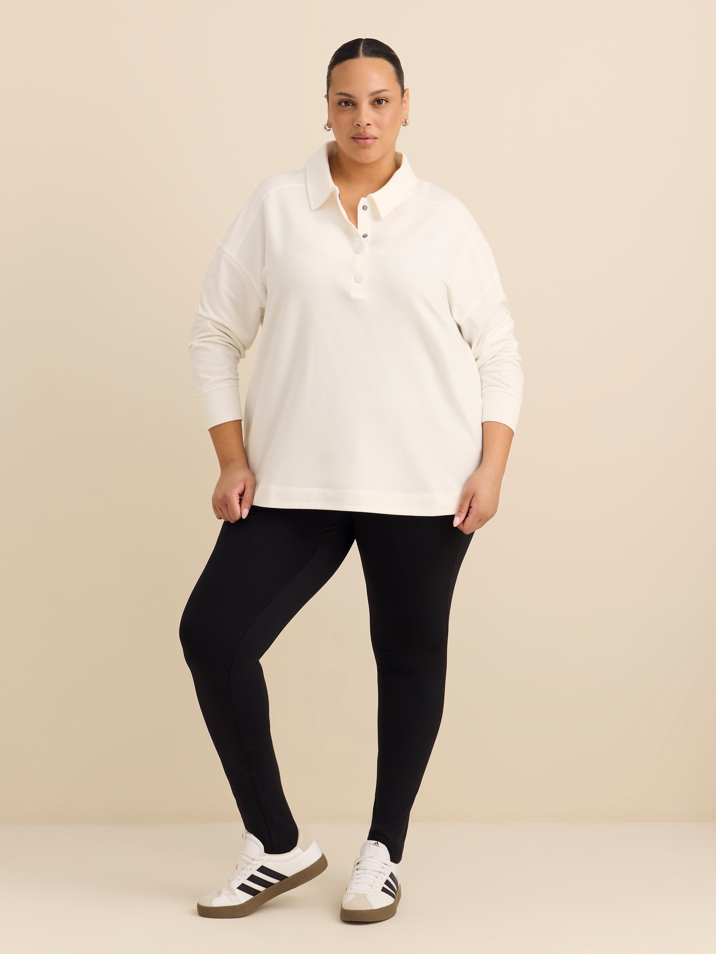 Polo Sweatshirt with Tulip Hem - ActiveZone