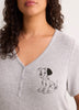 Grey Textured Henley Pyjama Top with Dalmatian Print - Disney