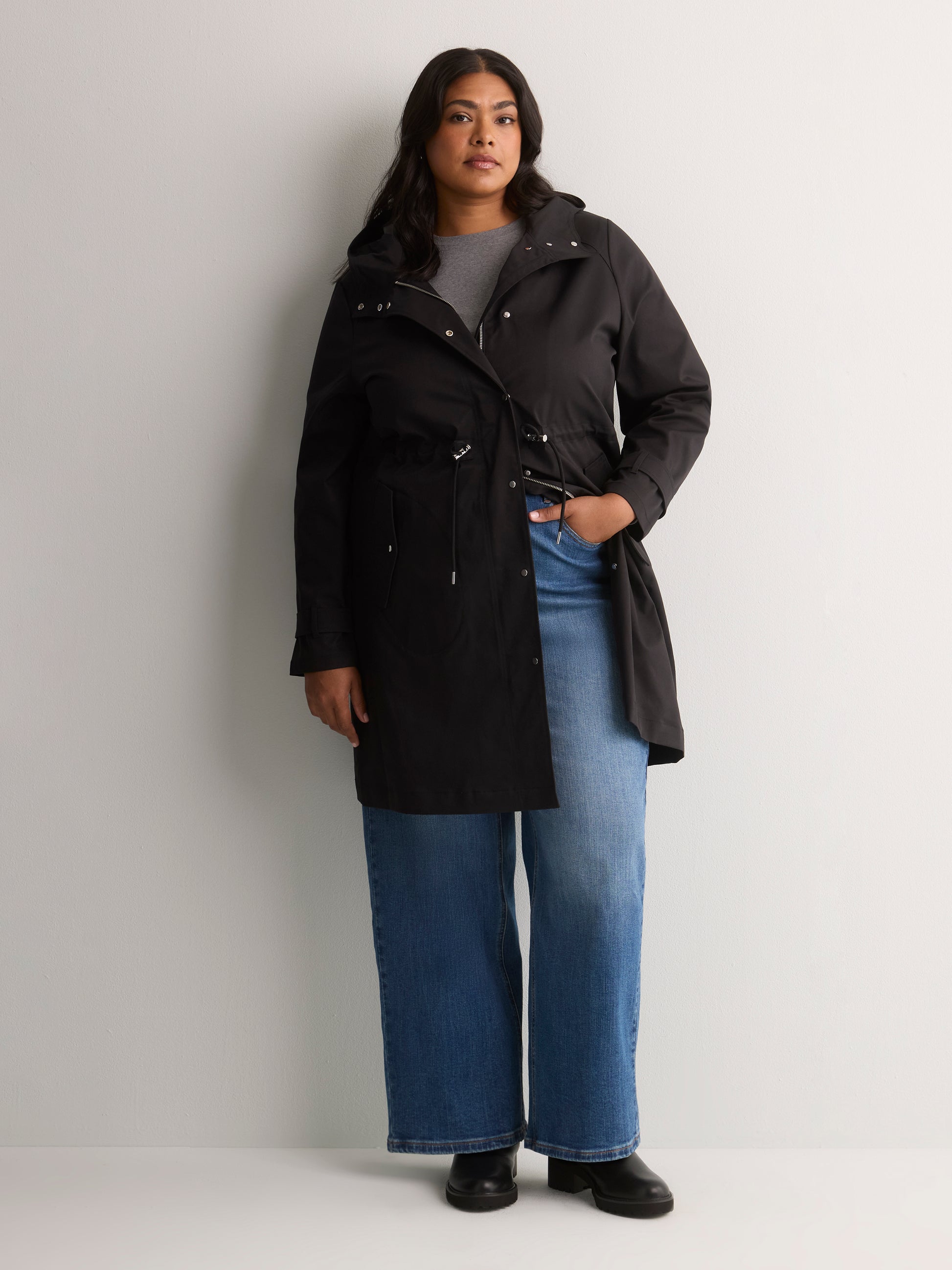 Long Hooded Rain Jacket