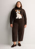 Loose-Fit Mock-Neck Hairy Cat Print Sweater