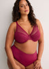 Red Underwire Clip Dot Mesh Balconette Bra with Lace - Déesse
