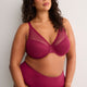 Red Underwire Clip Dot Mesh Balconette Bra with Lace - Déesse