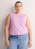 Straight-Fit Sleeveless Bubble Knit Top with Embroidery