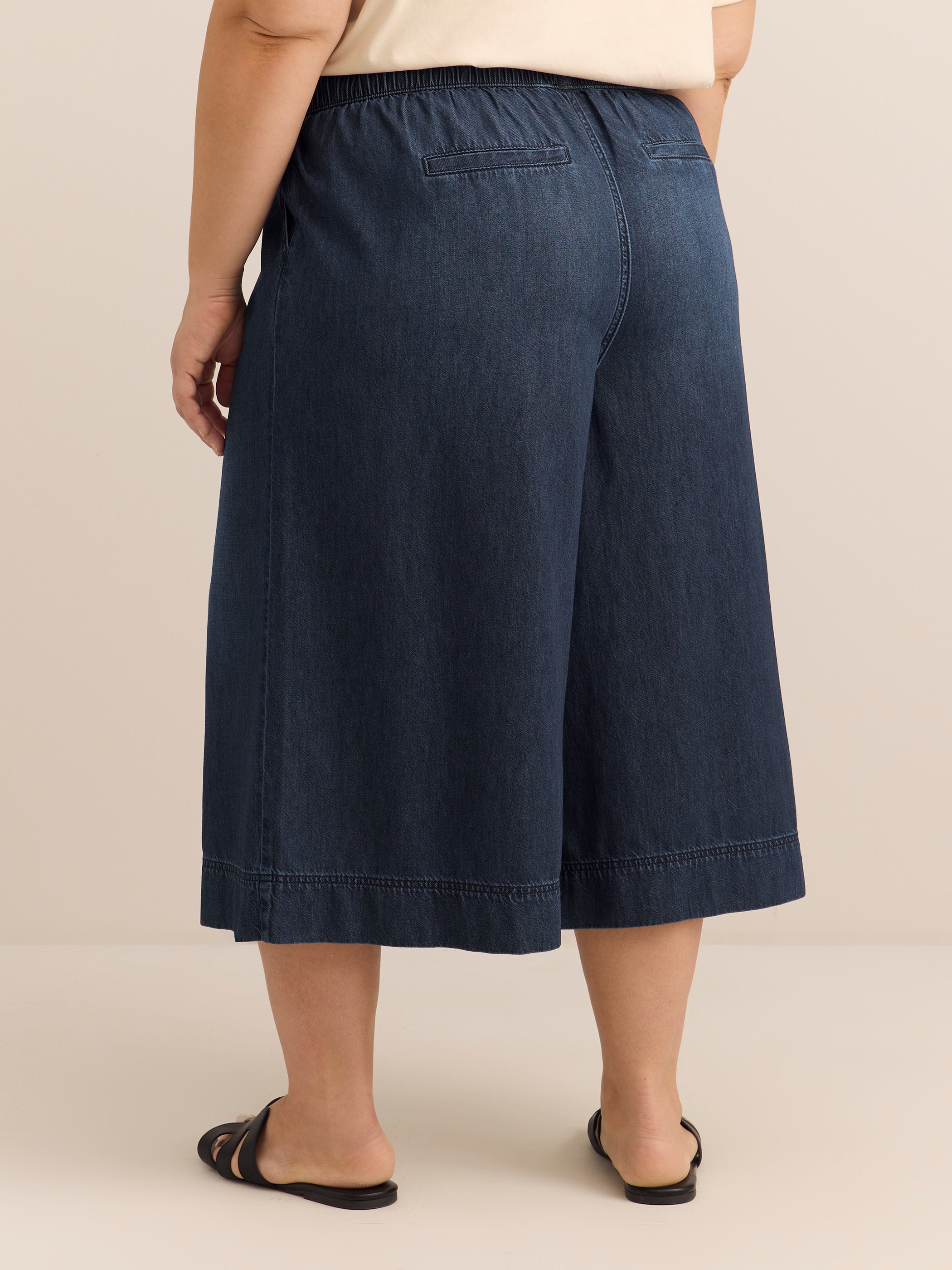 Light Cotton Mid-Rise Denim Culotte Pants - d/C JEANS