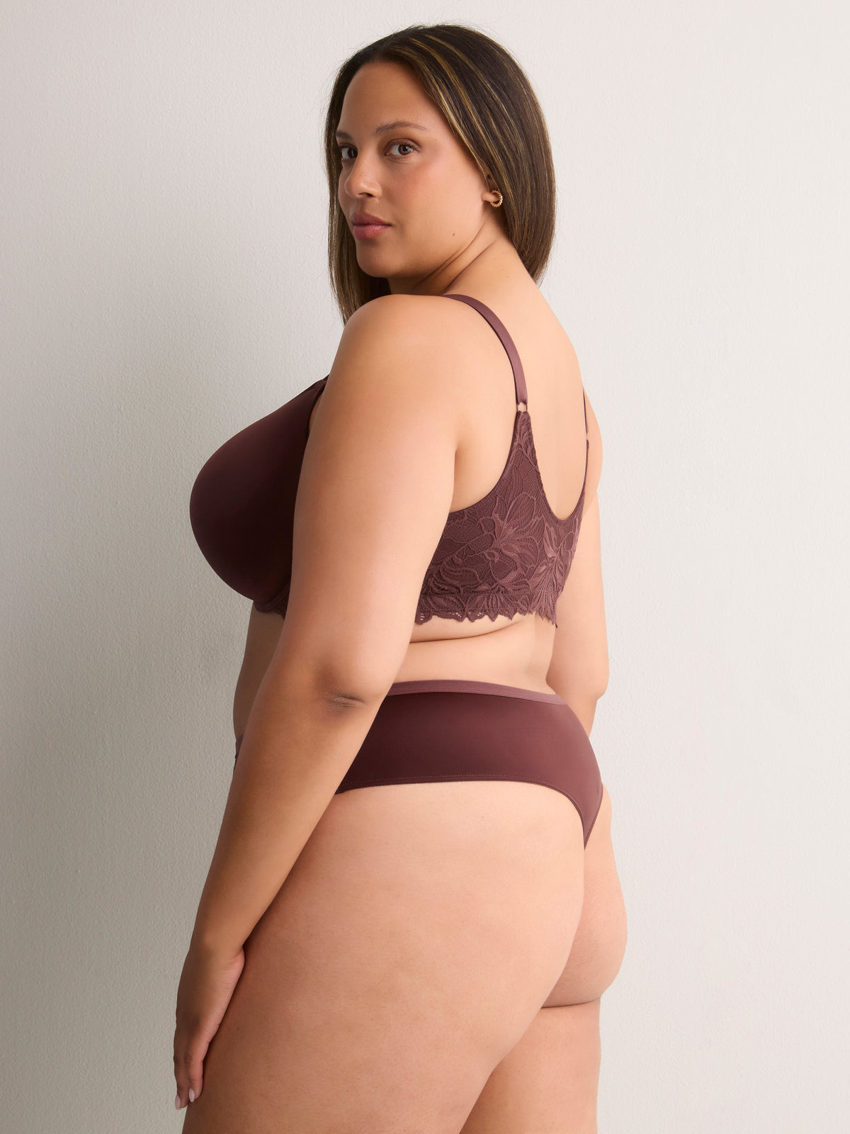 Brown Padded Plunge Bra with Magnetic Front Closure - Déesse Collection