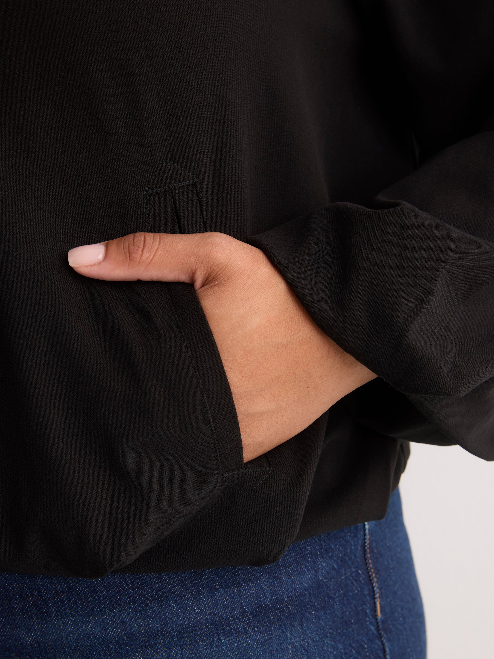 Dark Balloon-Hem Bomber Jacket