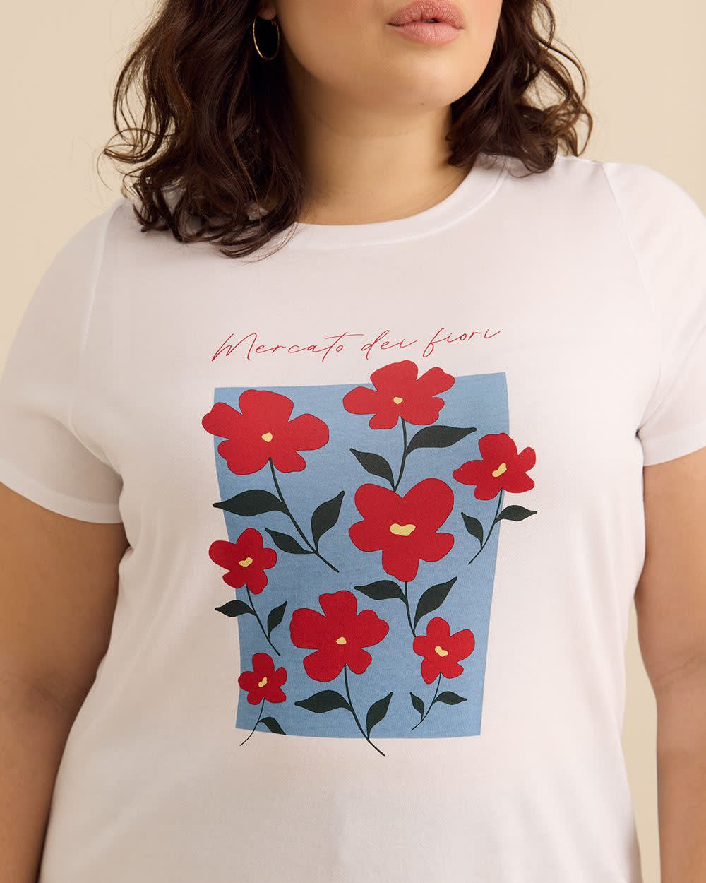 Crewneck Short-Sleeve Knit Top