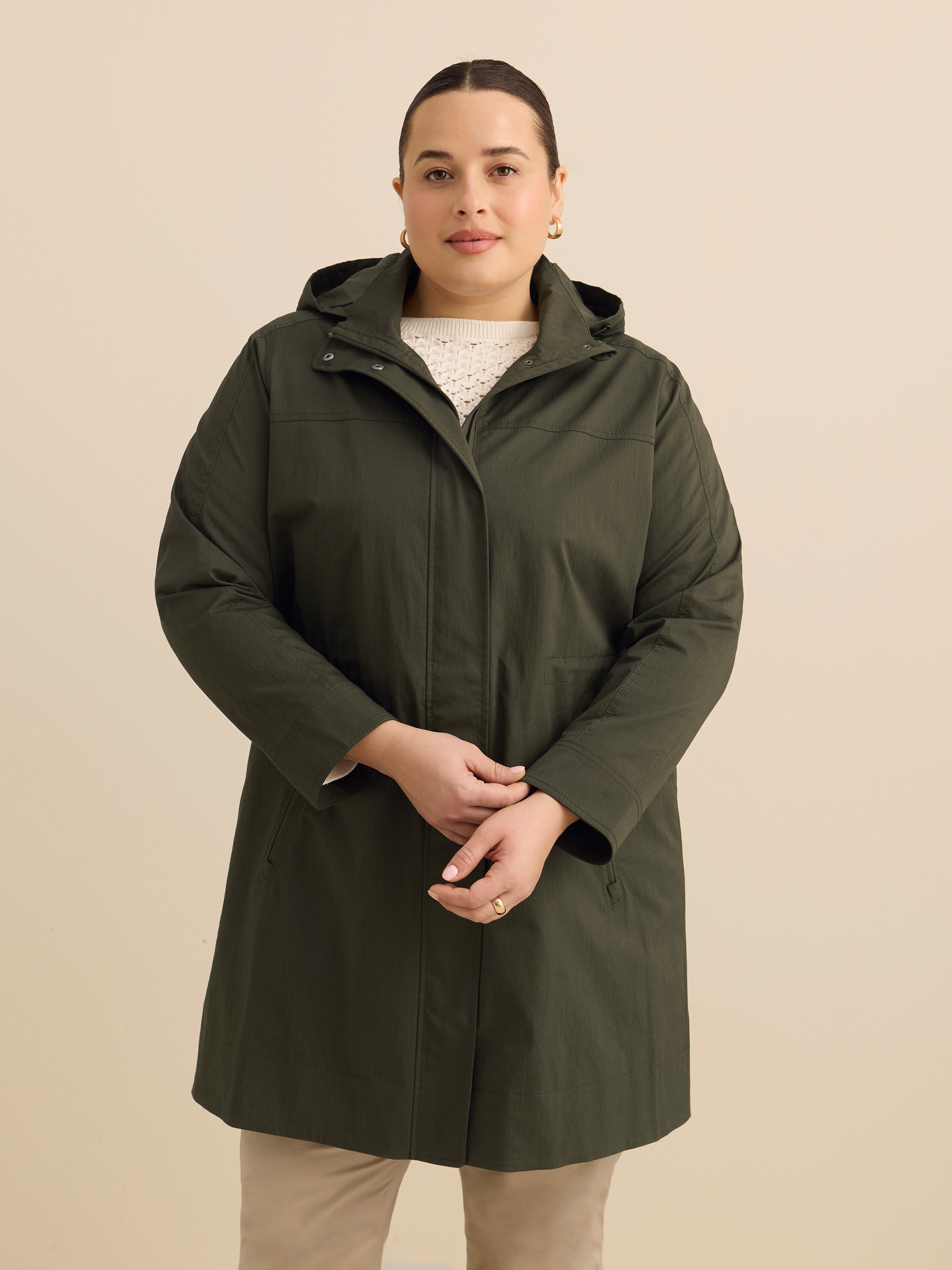 Manteau imperméable froissé long