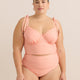 Coral Gingham Underwire Crop Tankini Top