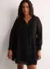 Black Chiffon Balloon-Sleeve Swing Short Dress - Addition Elle