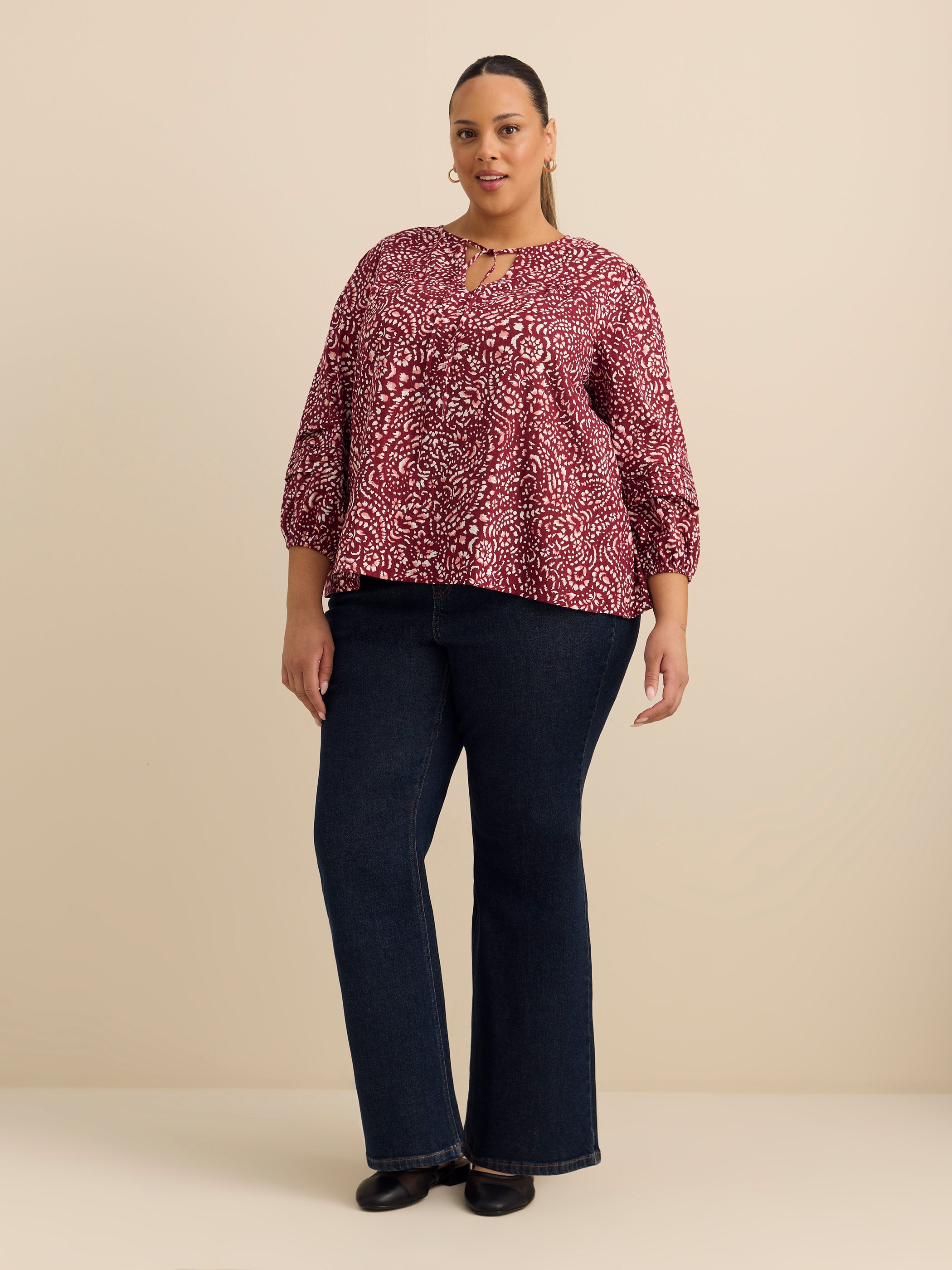 Cotton Blouse with Balloon Sleeves