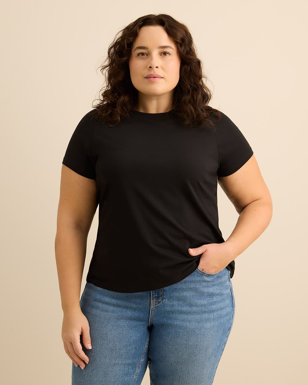 Crewneck Short-Sleeve Knit Top