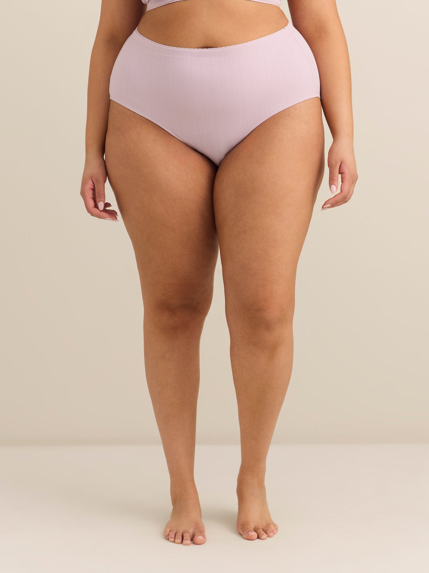 Lavender Light-Control Pointelle Brief with Lace Trim - ti Voglio