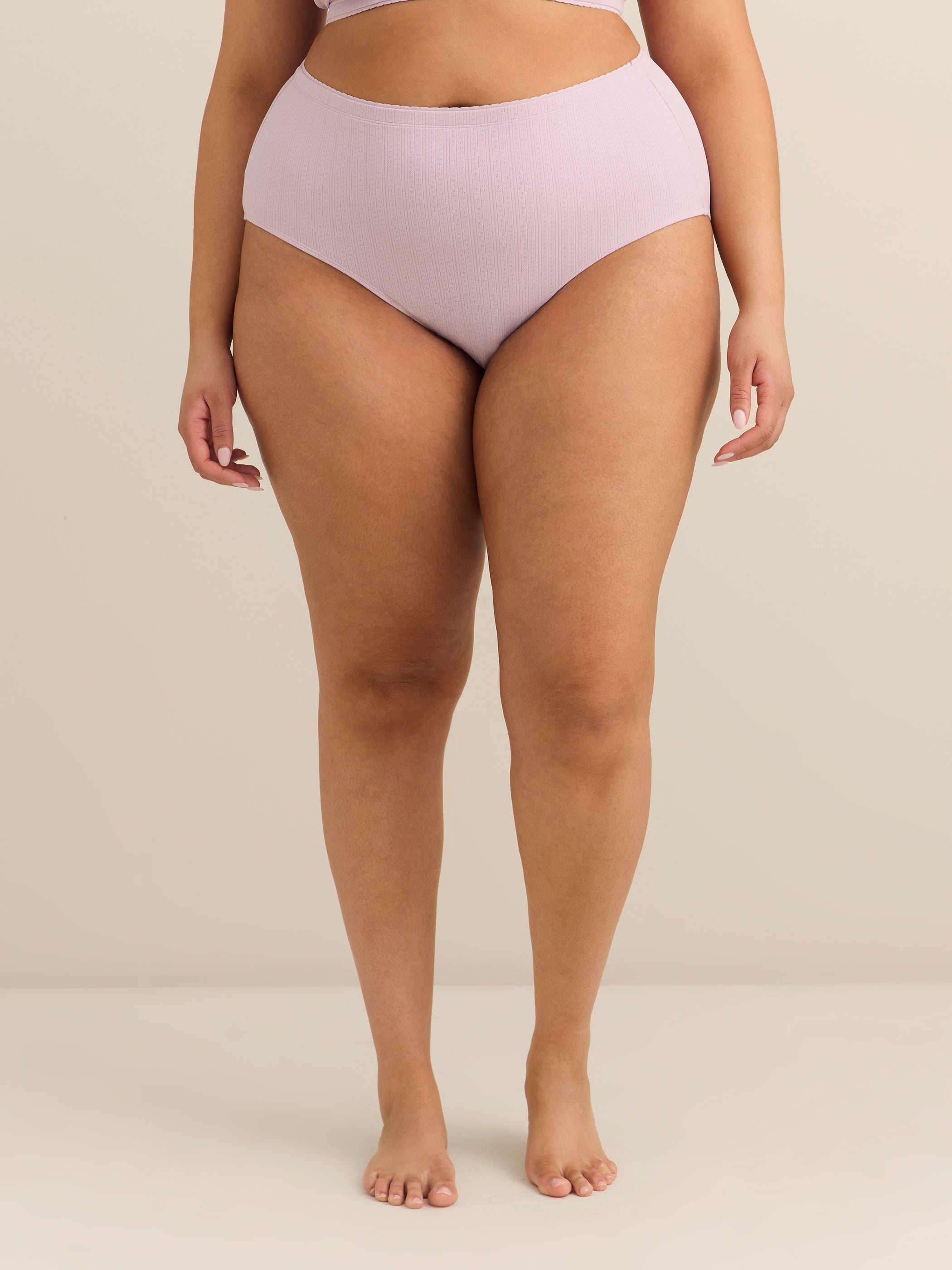 Lavender Light-Control Pointelle Brief with Lace Trim - ti Voglio