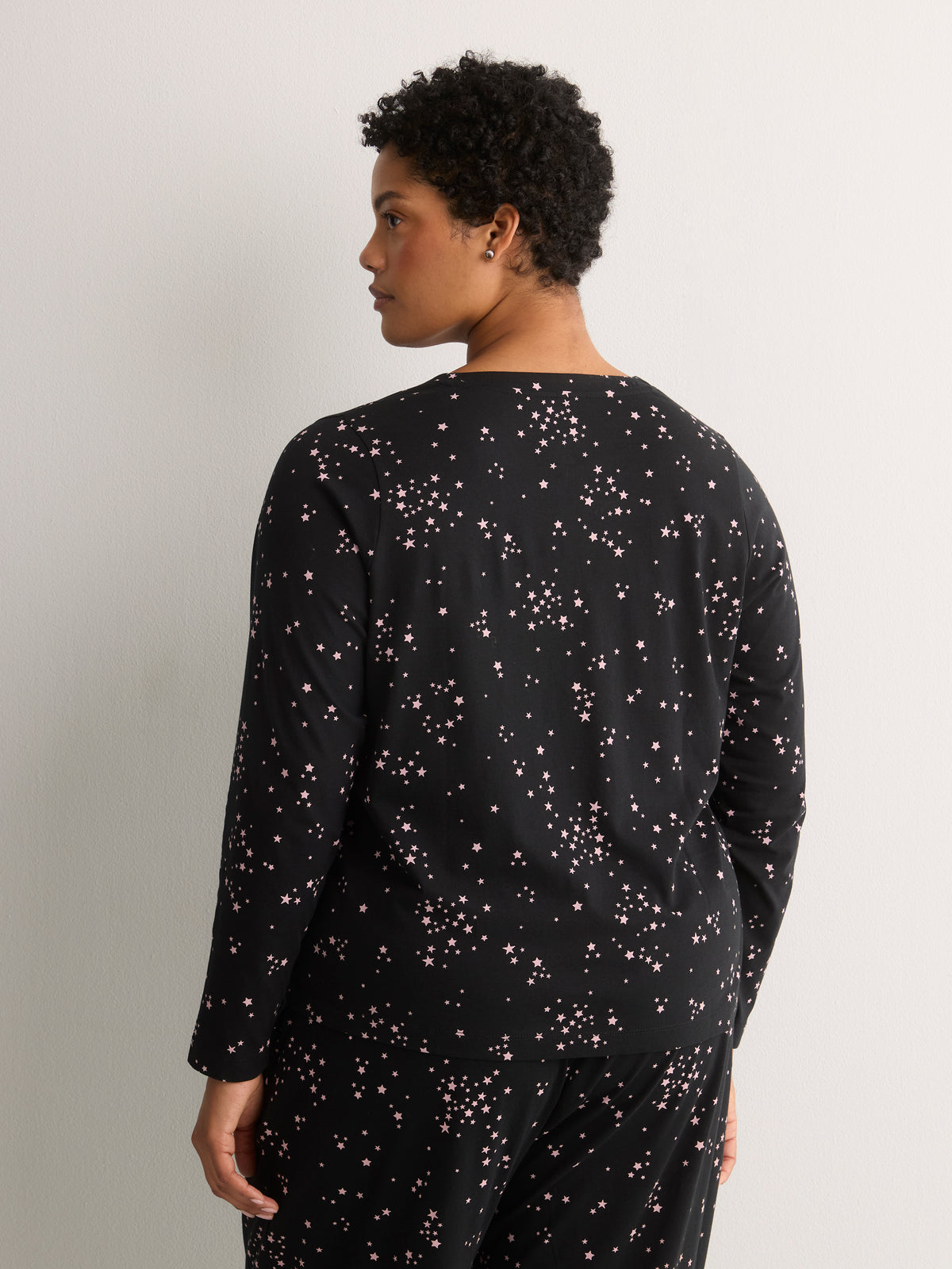 Dark Blue Star-Print Long-Sleeve Pyjama Cardigan - tiVOGLIO
