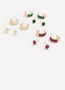 Assorted Coloured Stone Hoop and Stud Earrings, Set of 6