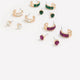 Assorted Coloured Stone Hoop and Stud Earrings, Set of 6