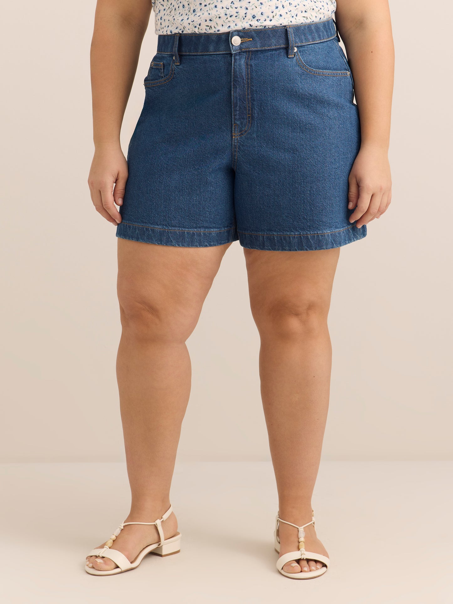 Curvy-Fit High-Rise Denim Shorts