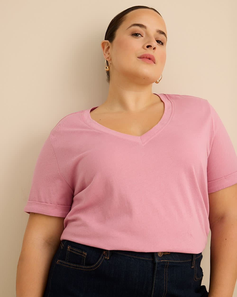 Responsible, V-Neck Boyfriend Tee with Slits