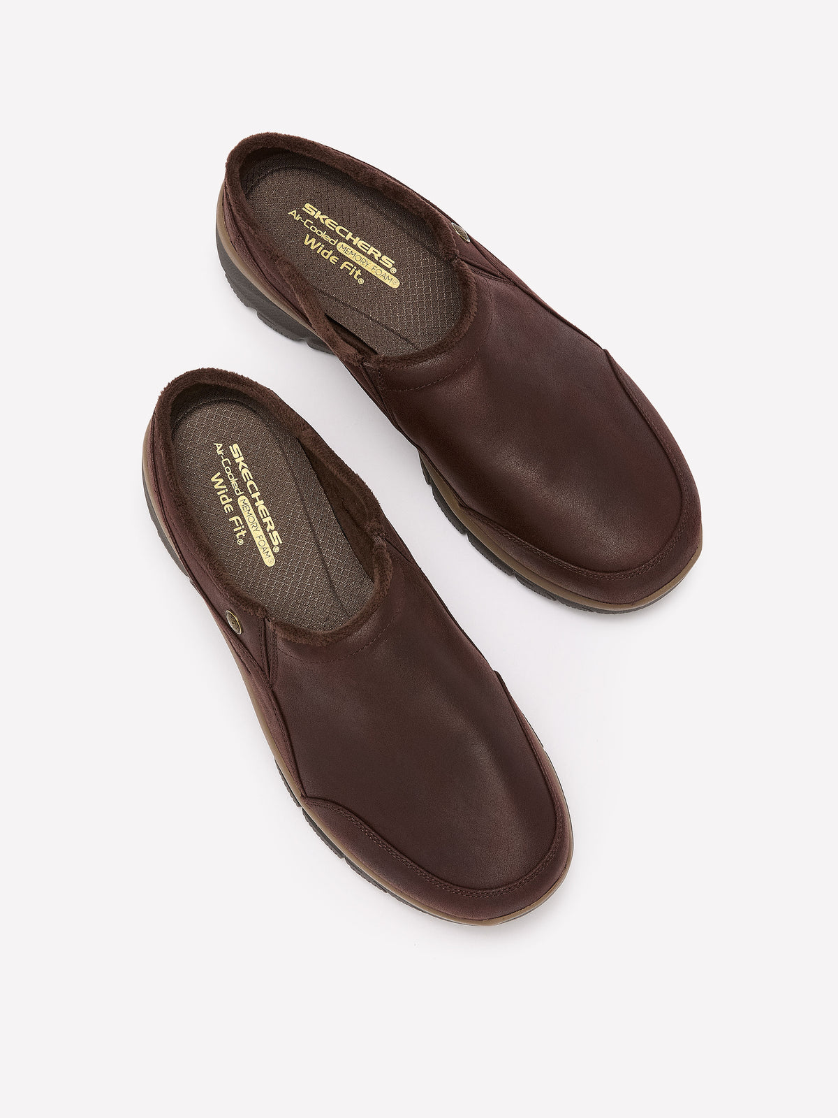 Wide Width, Easy Going Latte II Suede Mule - Skechers