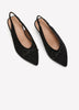 Extra Wide Width, Black Microsuede Slingback Pointy Shoes
