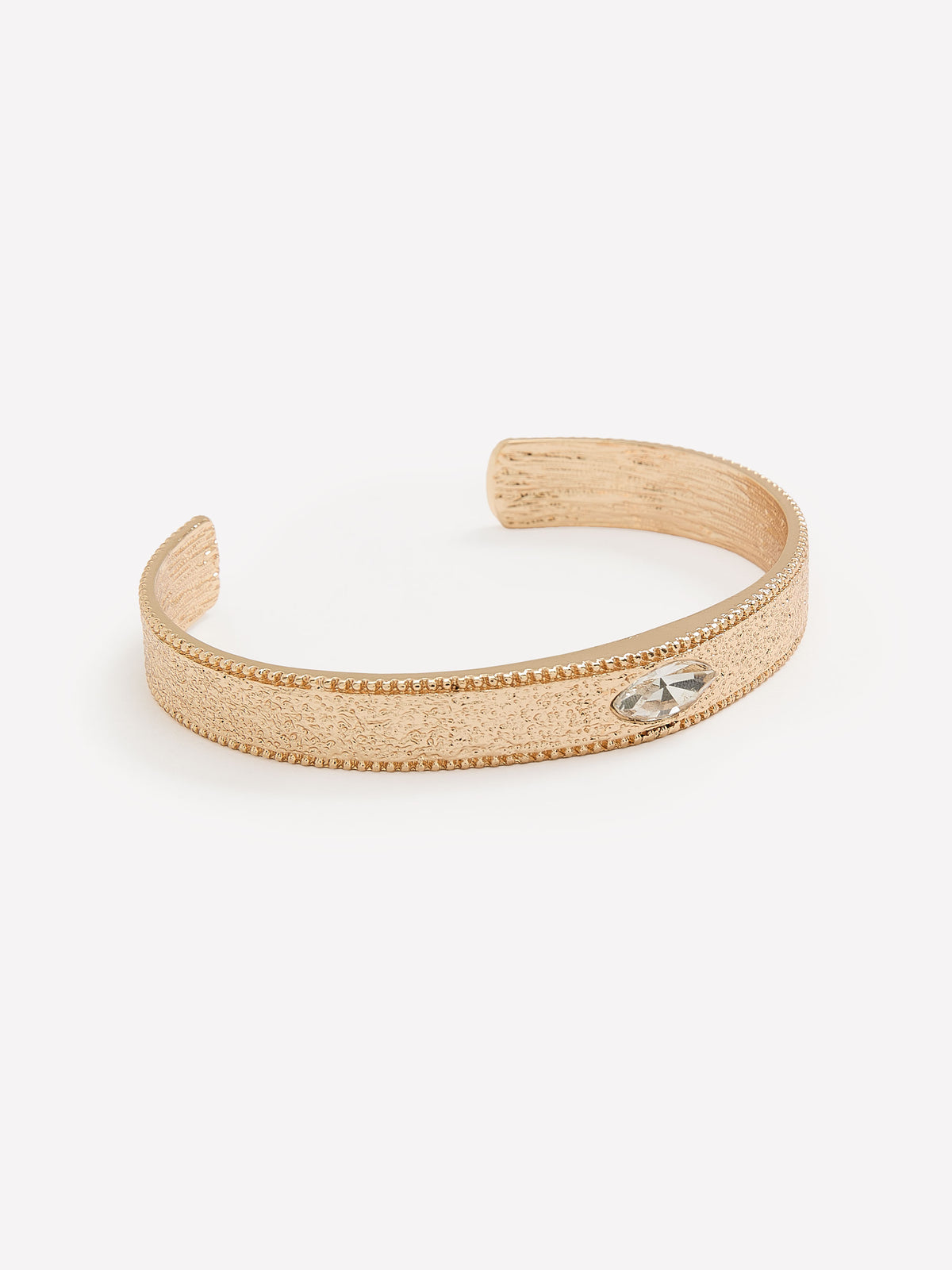 Golden Cuff Bracelet with Oval Stone