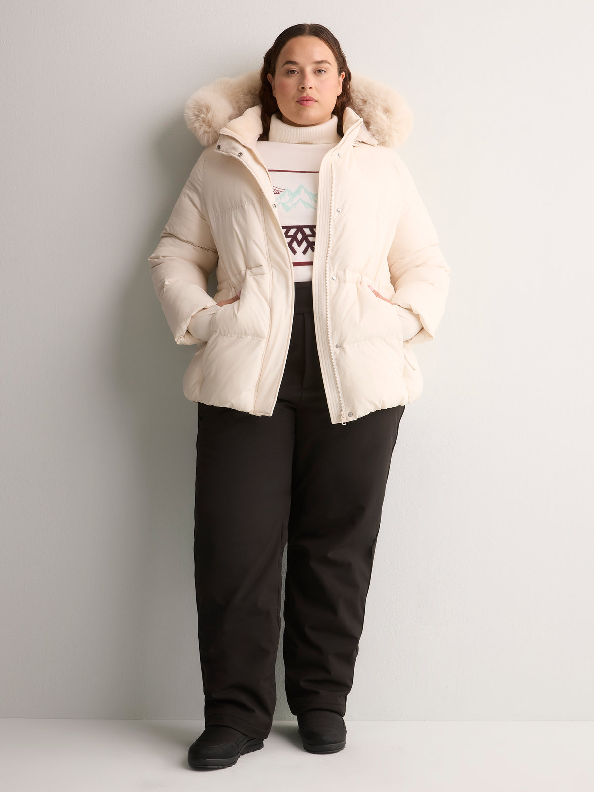 White Quilted Snow Jacket with Removable Hood - Active Zone