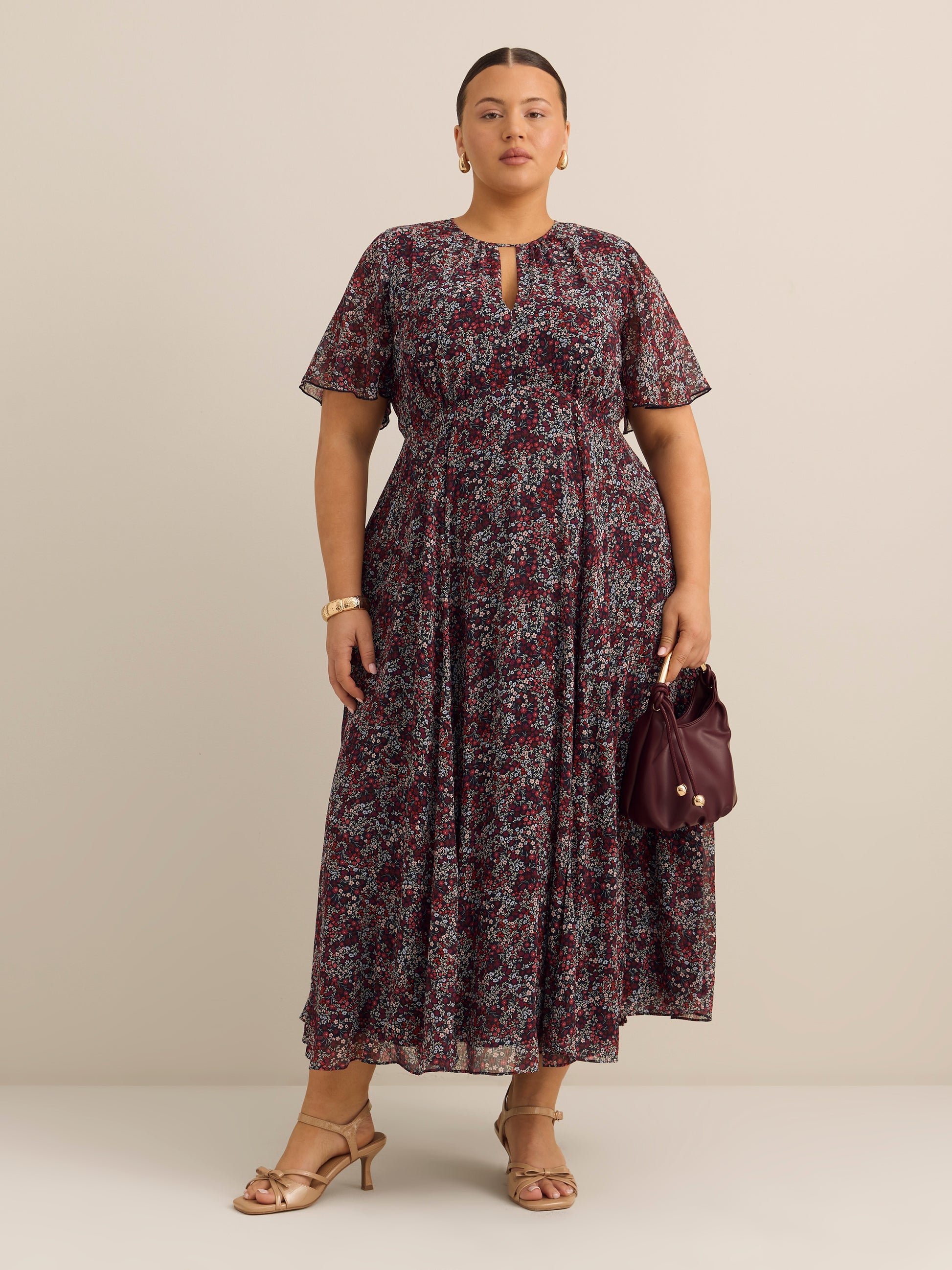 Fit-and-Flared Maxi Cocktail Dress - Addition Elle