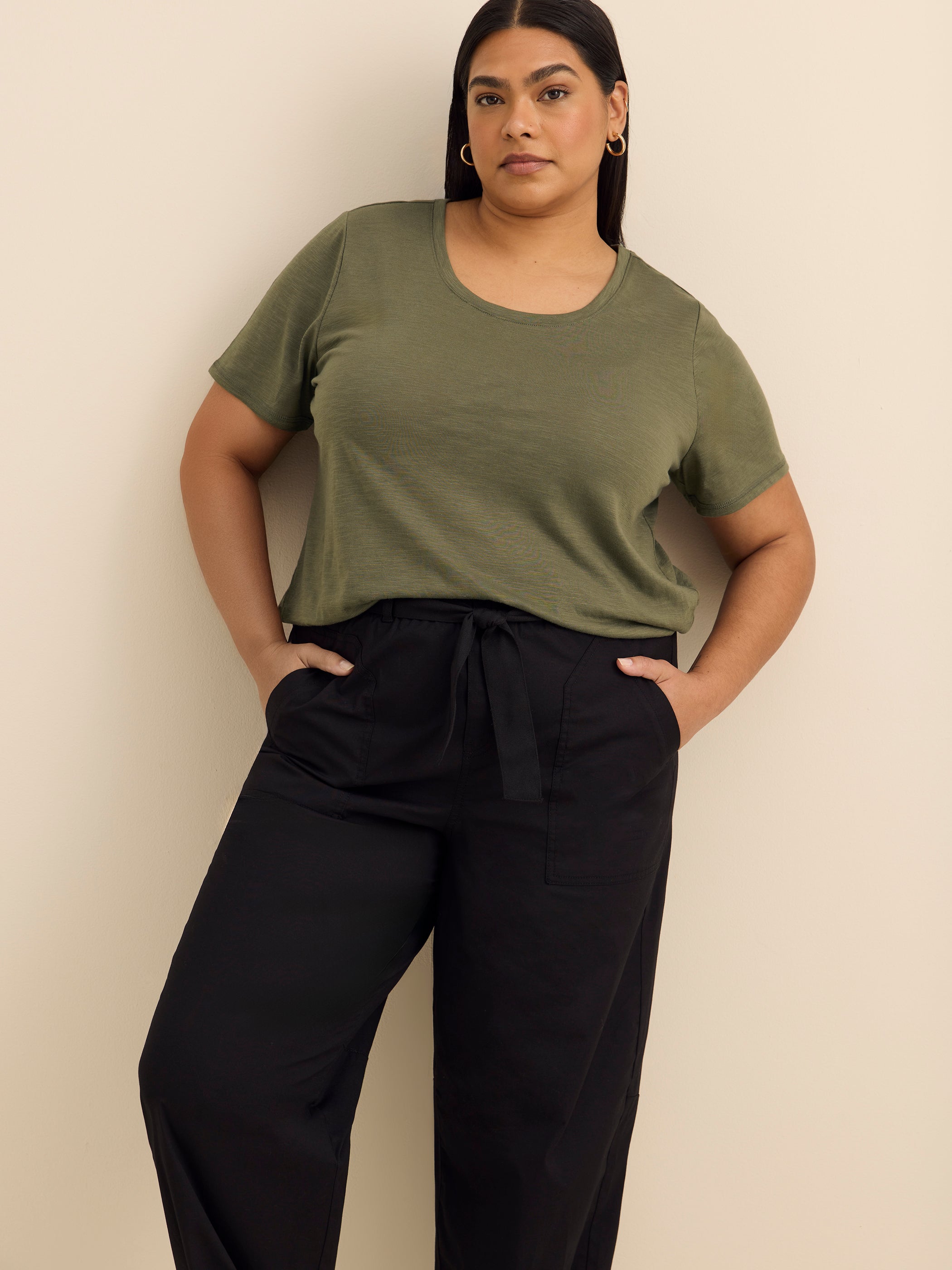 Pantalon en popeline à jambe ballon