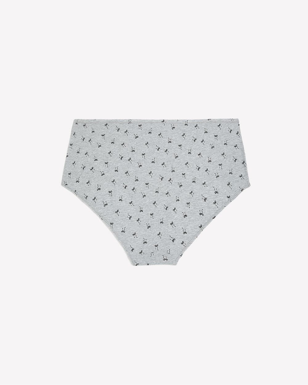 Heather Grey Cotton Brief with Bow Print - ti Voglio