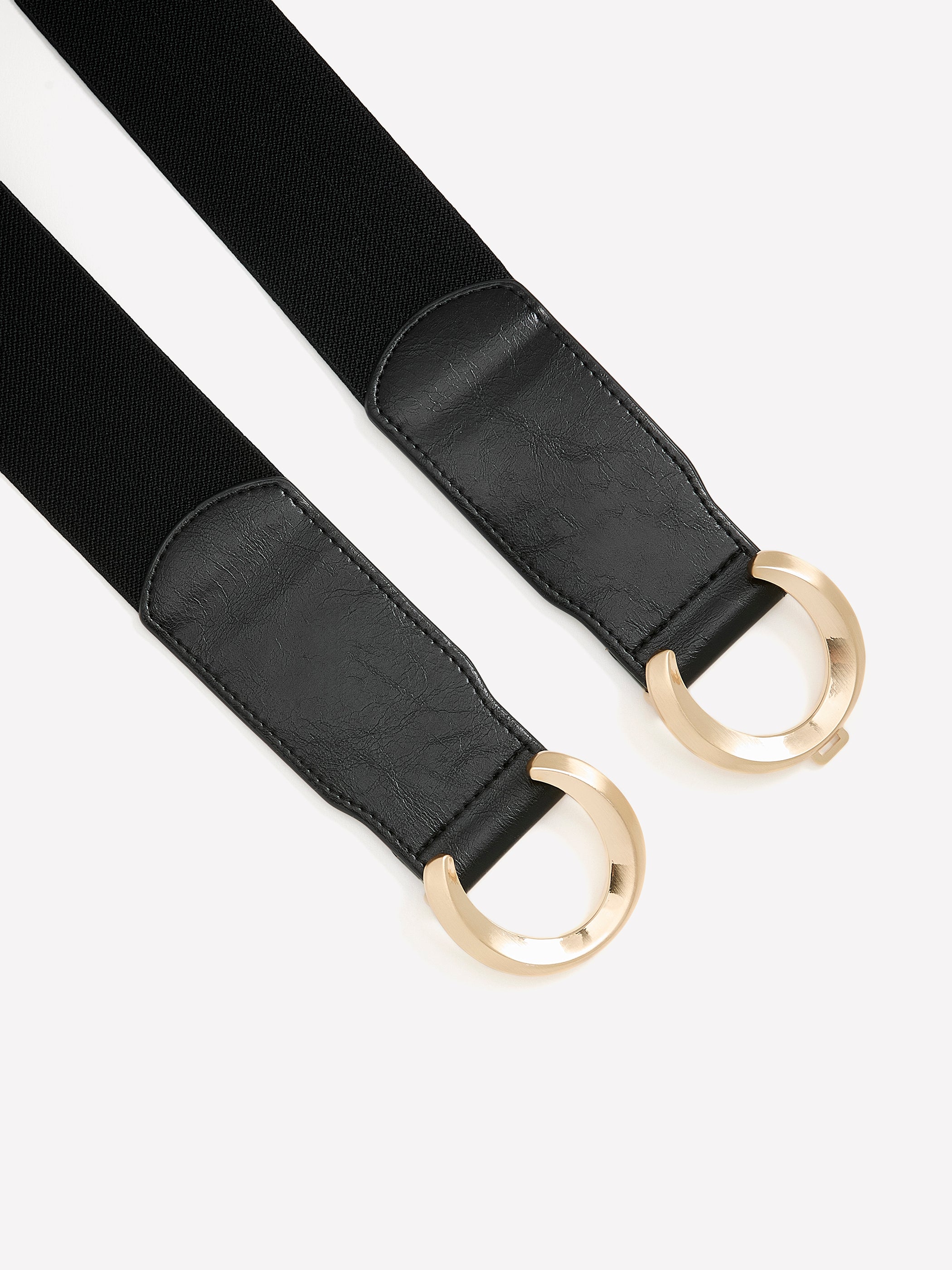 Black Elastic Belt with Interlock Buckle