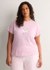 Pink Boxy-Fit Cotton Knit Pyjama Top with Sheep Chest Print - tiVOGLIO