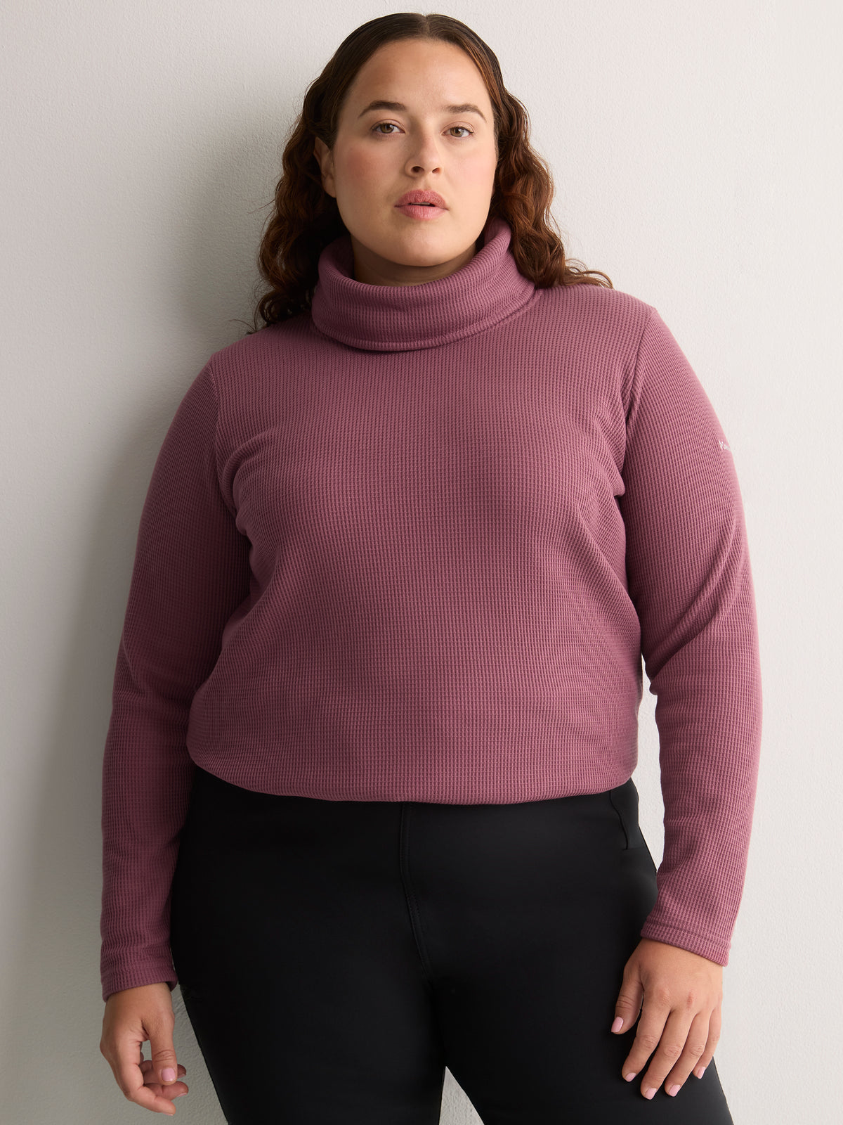 Holly Hideaway Cowl-Neck Waffle Knit Pullover Sweater - Columbia