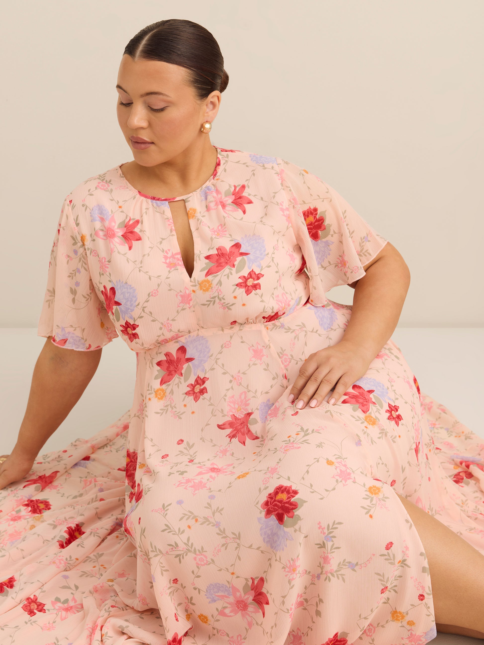 Fit-and-Flared Maxi Cocktail Dress - Addition Elle